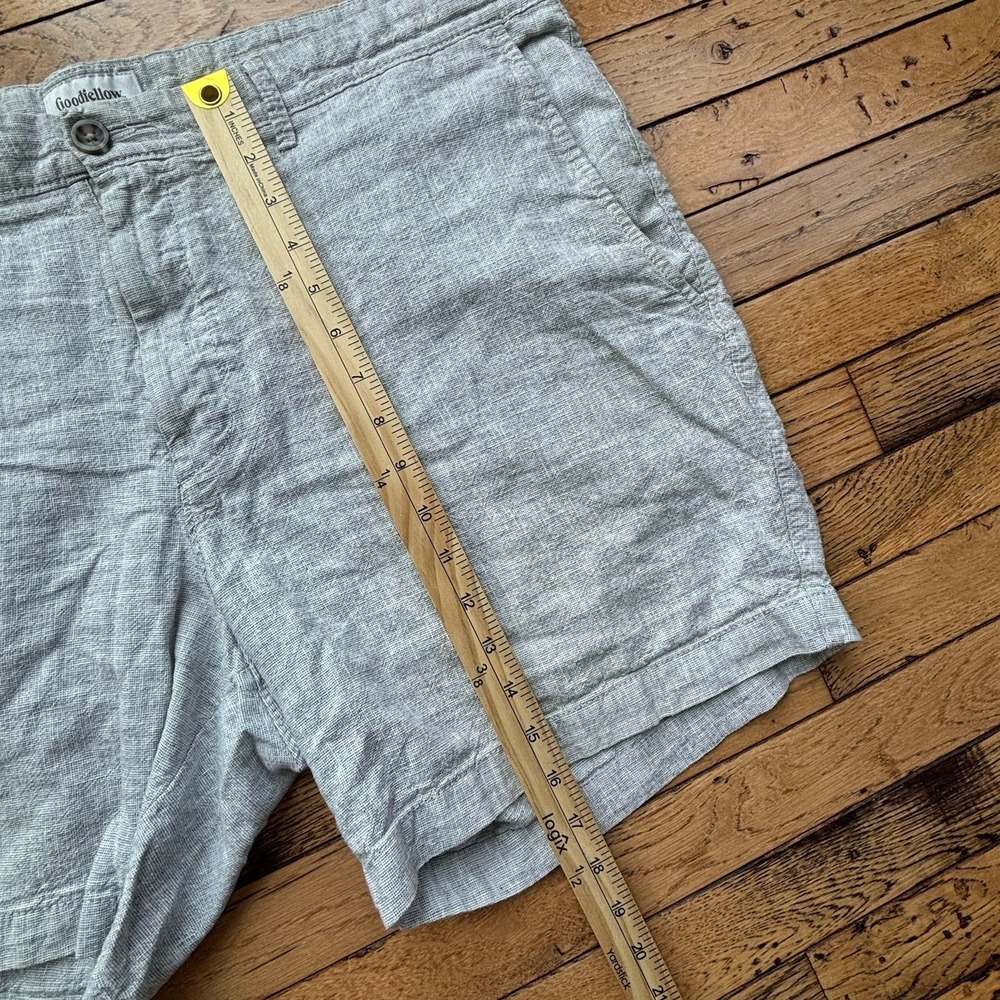 Goodfellow Linden Bermuda Shorts Mens sz‎ 40 Flat Front Linen Blend Pockets Gray - Picture 7 of 7
